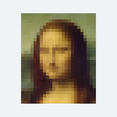 The Mona Lisa, pixelated: stands for out of its depth; exclude